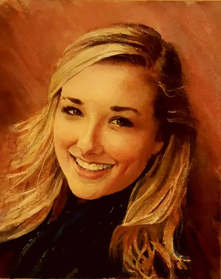 Beautiful blonde woman watercolor portrait