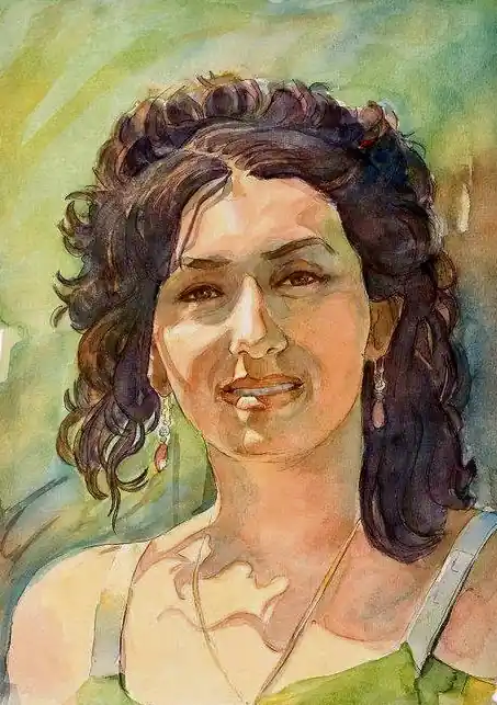 Beautiful woman watercolor portrait