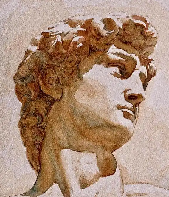 Michelangelo David watercolor portrait