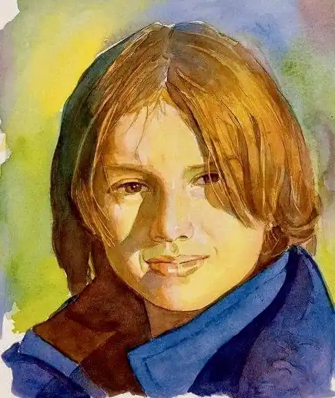 Young man watercolor portrait