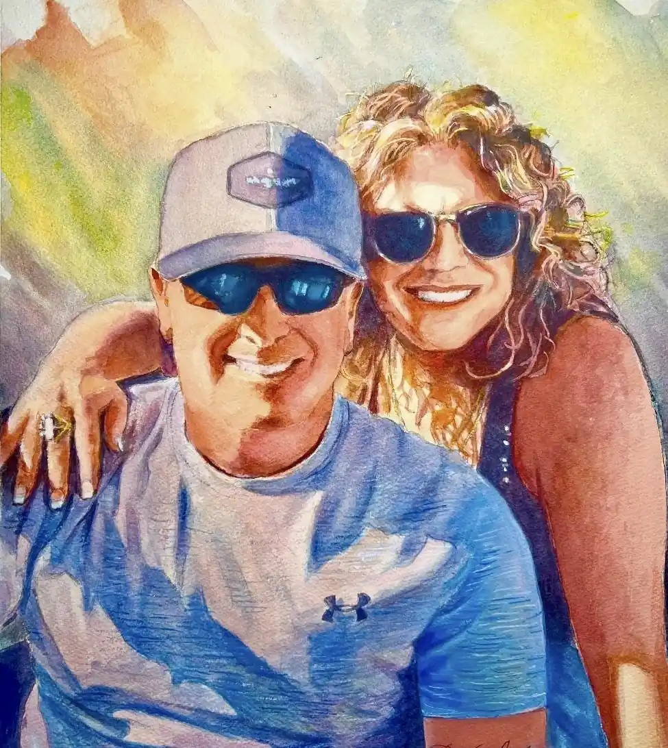 watercolor portrait husband and wife
